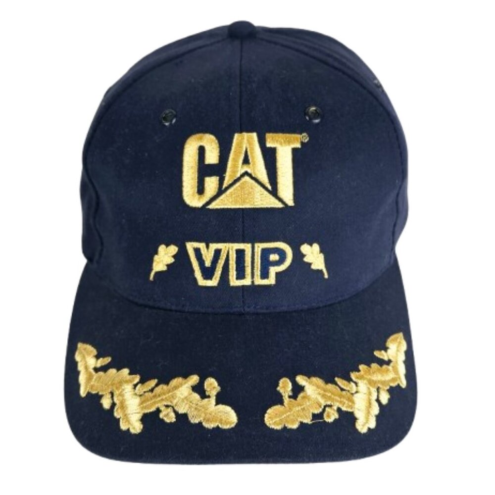 CAT VIP Trucker Hat CAT Equipment Classic Cap Caterpillar Baseball Hat Blue Gold